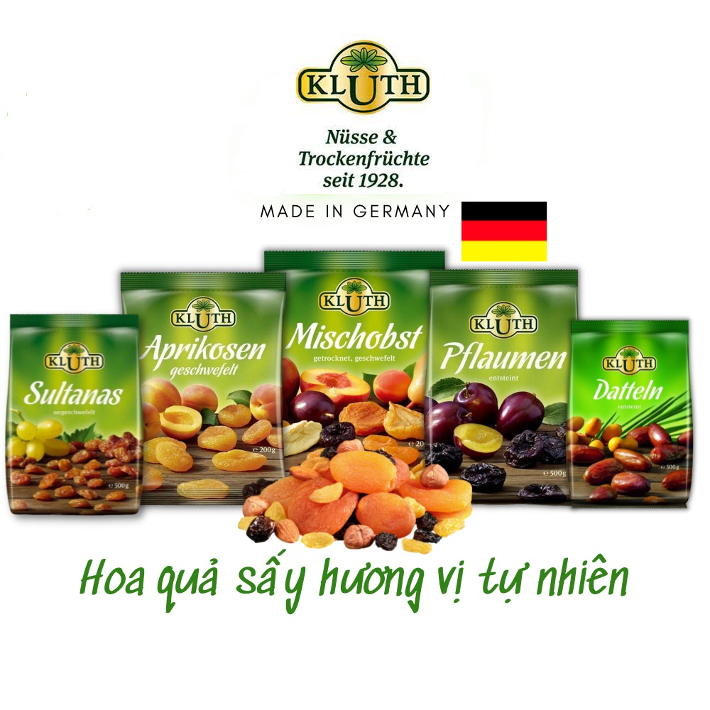 Hoa quả sấy khô KLUTH (không đường) Đức 500g ( 5 loại )