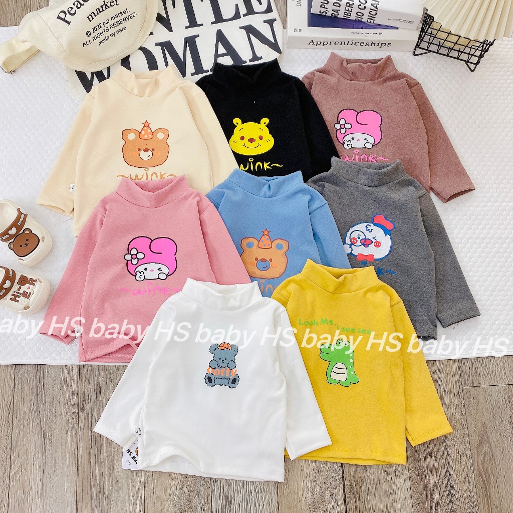 Áo Giữ Nhiệt Cho Bé Trai, Bé Gái Basic Chất Liệu Bozip Trơn Cổ Cao 3 Phân - LYBABY - AP23