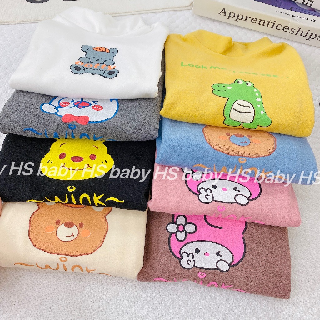 Áo Giữ Nhiệt Cho Bé Trai, Bé Gái Basic Chất Liệu Bozip Trơn Cổ Cao 3 Phân - LYBABY - AP23