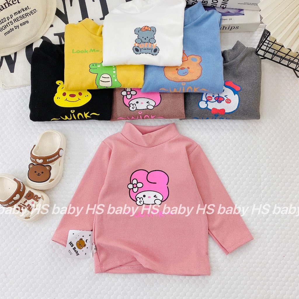 Áo Giữ Nhiệt Cho Bé Trai, Bé Gái Basic Chất Liệu Bozip Trơn Cổ Cao 3 Phân - LYBABY - AP23