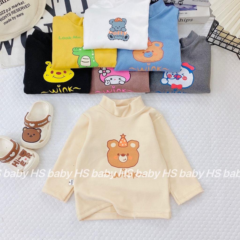 Áo Giữ Nhiệt Cho Bé Trai, Bé Gái Basic Chất Liệu Bozip Trơn Cổ Cao 3 Phân - LYBABY - AP23