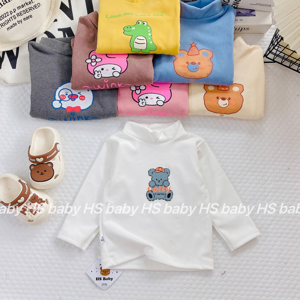 Áo Giữ Nhiệt Cho Bé Trai, Bé Gái Basic Chất Liệu Bozip Trơn Cổ Cao 3 Phân - LYBABY - AP23