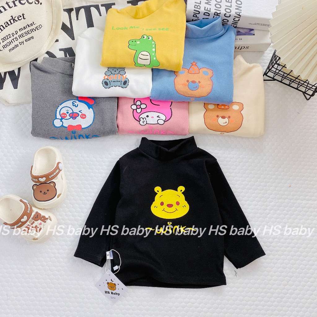 Áo Giữ Nhiệt Cho Bé Trai, Bé Gái Basic Chất Liệu Bozip Trơn Cổ Cao 3 Phân - LYBABY - AP23