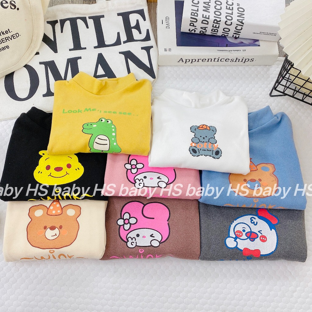 Áo Giữ Nhiệt Cho Bé Trai, Bé Gái Basic Chất Liệu Bozip Trơn Cổ Cao 3 Phân - LYBABY - AP23