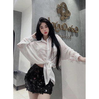 Set áo sơmi+ Chân váy kim sa 🖤