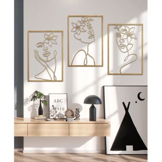 Tranh sắt 3 bức treo tường nghệ thuật Cô Thiếu Nữ phong cách bắc âu decor trang trí nhà cửa