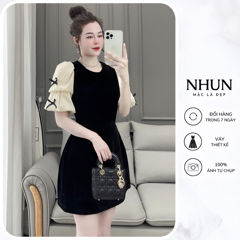 đầm nhung nơ