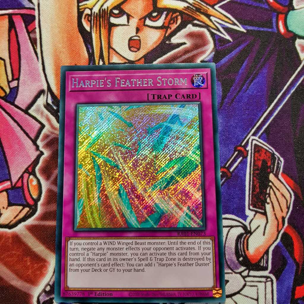 Thẻ bài Yugioh chính hãng | Harpie's Feather Storm | RA01 Super, Secret rare