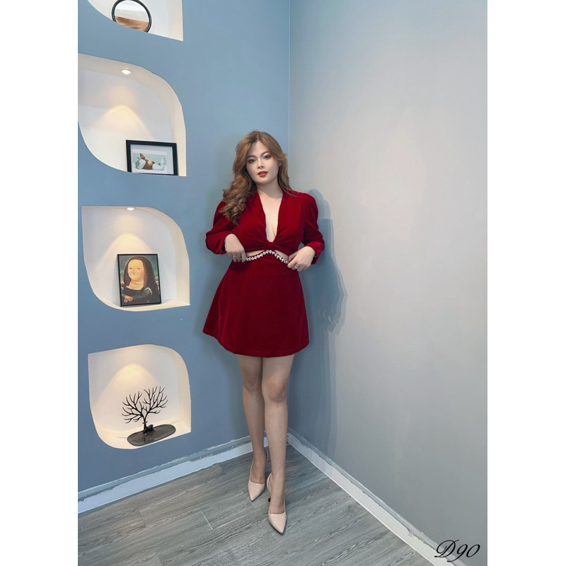 Đầm Nhung Bigsize Se.xy, Gọn dáng, Sang Chảnh -D90- Ú Xinh Store