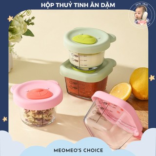Bát thuỷ tinh mumbebe cho bé ăn dặm 160ml có nắp đậy hộp trữ đông thực phẩm an toàn cho bé