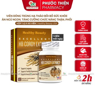 HB Cordy Extract Viên đông trùng hạ thảo Cordyceps Healthy Beauty lọ 60 viên ăn ngon ngủ ngon
