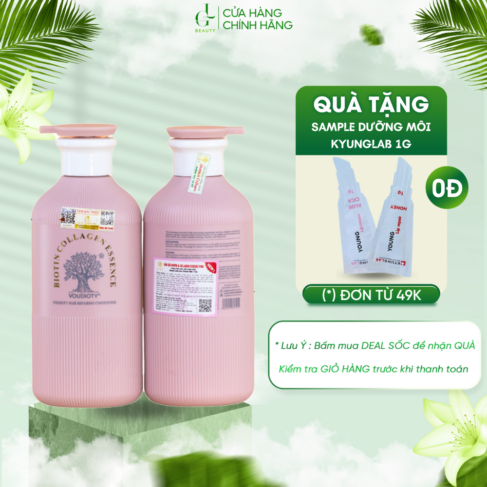 Cặp Dầu Gội Xả Hương Nước Hoa, Phục Hồi, Mềm Mượt Tóc Biotin Collagen Essence Hồng 500ml