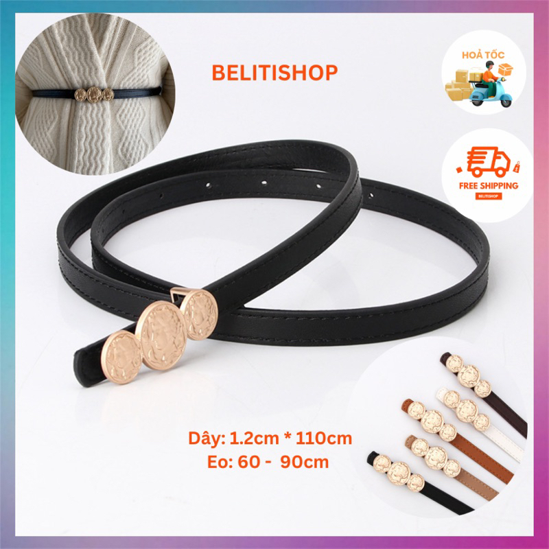 Thắt Lưng Da Bản Nhỏ 1.2Cm Phong Cách Hàn Quốc Thời Trang Sành Điệu Cho Nữ