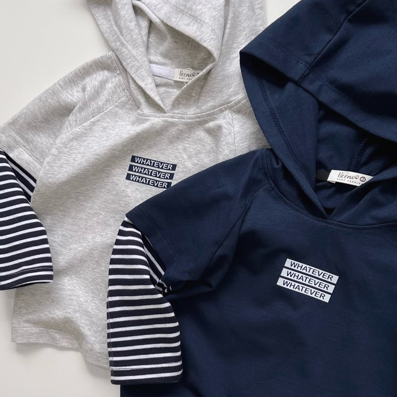 Set bộ hoodie  cotton dài tay, tay phối kẻ quần bo gấu Beemo cho bé