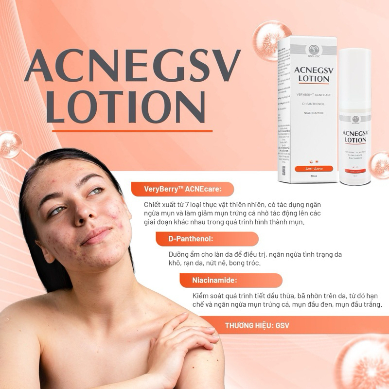 Acne gsv Lotion 30ml dưỡng ẩm, giảm thâm, dưỡng da