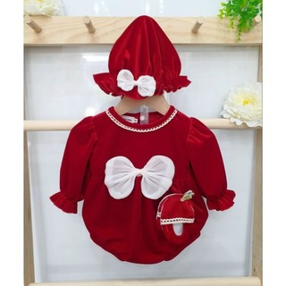Body nhung đỏ nơ trắng