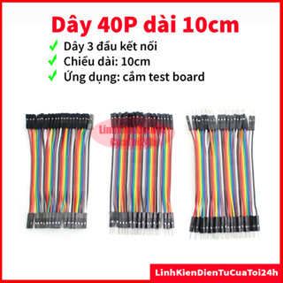  Bộ Sợi Dây Nối 40P 7 Màu Dài 10Cm 3 Loại Đầu: Cái - Cái Đực - Cái Đực - Đực 
