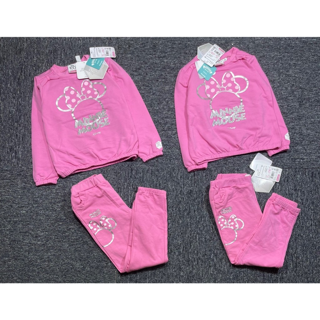 Bộ nỉ da cá màu hồng Minnie của nhà Disney xuất dư cho bé gái 18m-6y