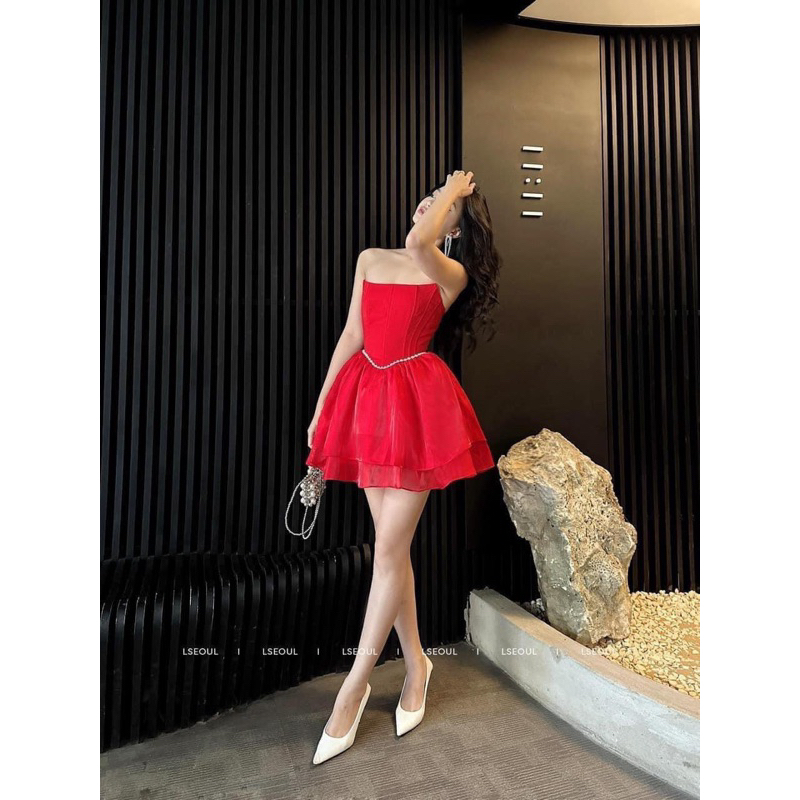 đầm cúp ngực phối ren đen