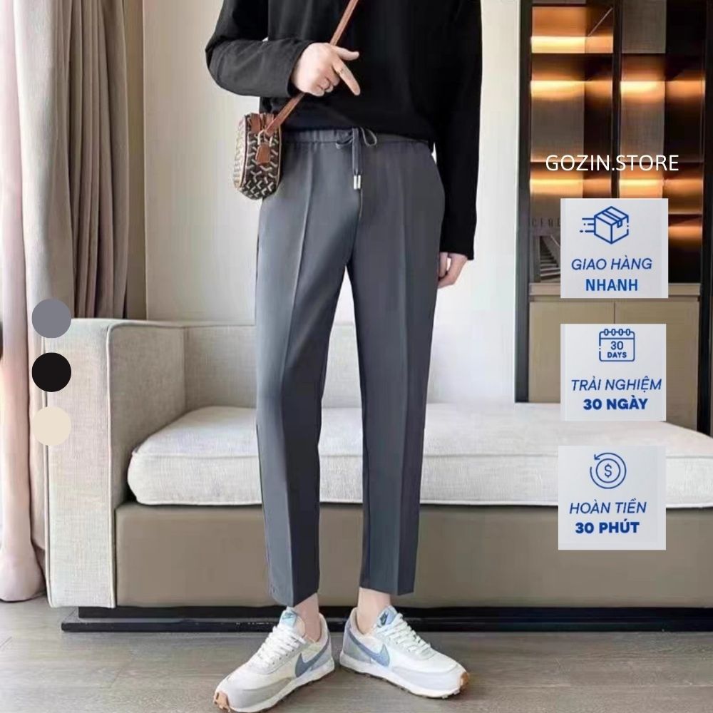 Quần âu nam cao cấp công sở Hàn Quốc ống suông dáng baggy nam ống rộng dáng âu phong cách ulzzang GOZIN.STORE