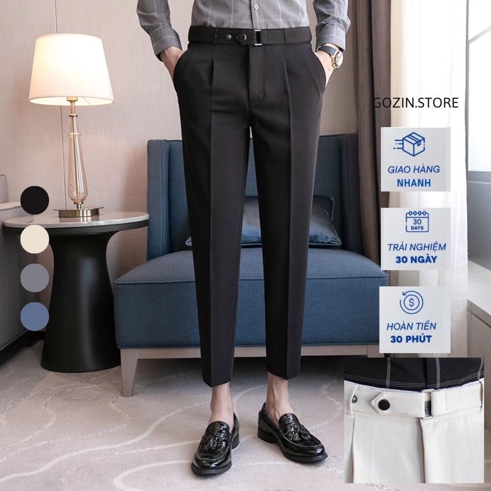 Quần âu nam lưng cao GOZIN.STORE hàn quốc cao cấp ,quần tây công sở nam lưng cao chỉnh dáng ống côn đẹp, big size -33