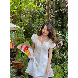 Đầm ren xoè tiểu thư tay bồng dễ thương