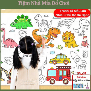 Combo Cuộn Tranh Tô Màu Cho Bé 3M Dán Tường Cuộn Nhiều Chủ Đề Có Thể Cắt Hình Dán Làm Kỉ Niệm Và Sẵn Keo Dán Mặt Sau