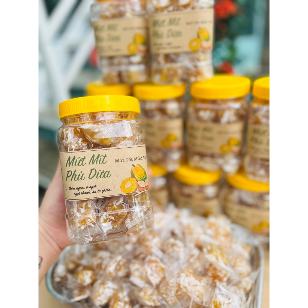 Hôp 500g mứt mít phủ dừa siêu ngon