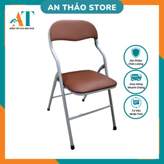 GHẾ GẤP GỌN KHUNG SẮT SƠN TĨNH ĐIỆN BỌC DA, GHẾ VĂN PHÒNG