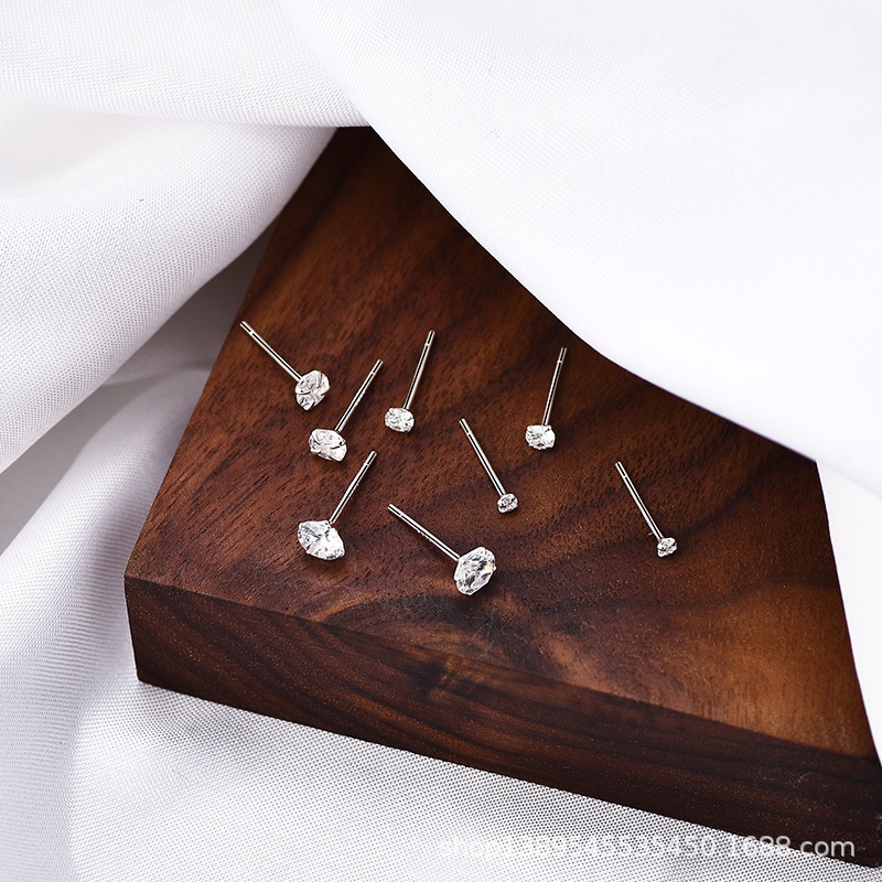 Khuyên tai đính đá nam nữ chuôi bạc 925 phụ kiện trang sức bông tai tròn không gỉ CiCi Accessories - BT121