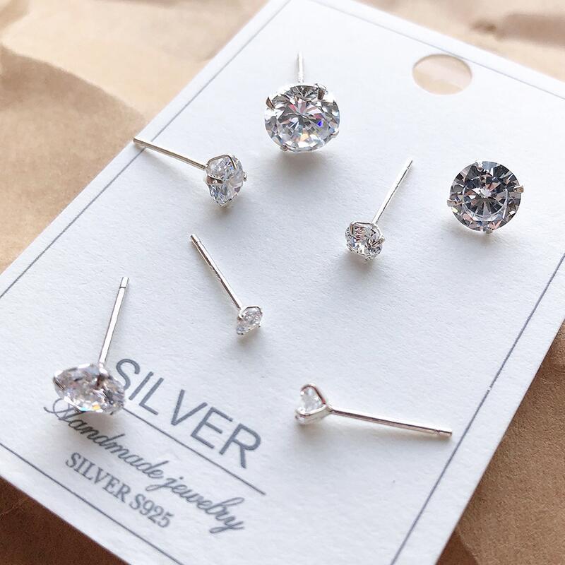 Khuyên tai đính đá nam nữ chuôi bạc 925 phụ kiện trang sức bông tai tròn không gỉ CiCi Accessories - BT121