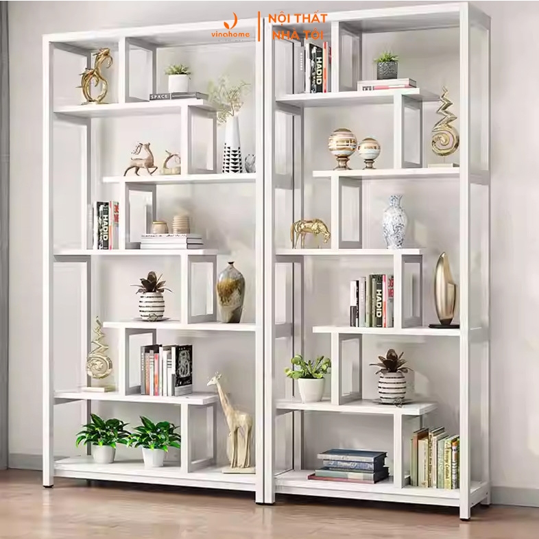  Kệ sắt mỹ thuật kệ sách trưng bày cho không gian phòng khách,hộ gia đình,vách ngăn trang trí có ô vuông giữa VNH-519 