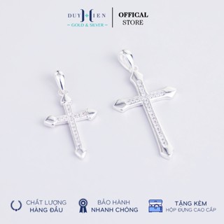 Mặt Dây Chuyền Bạc Duy Hiển Nguyên Chất S990 Hình Thánh Giá Đính Đá Tinh Xảo Không Có Tượng Chúa Giêsu Đủ 2 Cỡ
