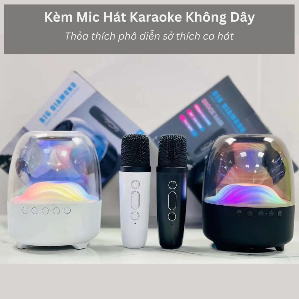 Loa Bluetooth mini L28 Big Diamond, Hát karaoke kèm Mic không dây Tăng cường Bass, Hiệu ứng led - vistyle shop
