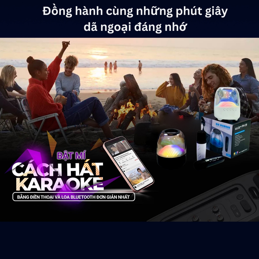 Loa Bluetooth mini L28 Big Diamond, Hát karaoke kèm Mic không dây Tăng cường Bass, Hiệu ứng led - vistyle shop