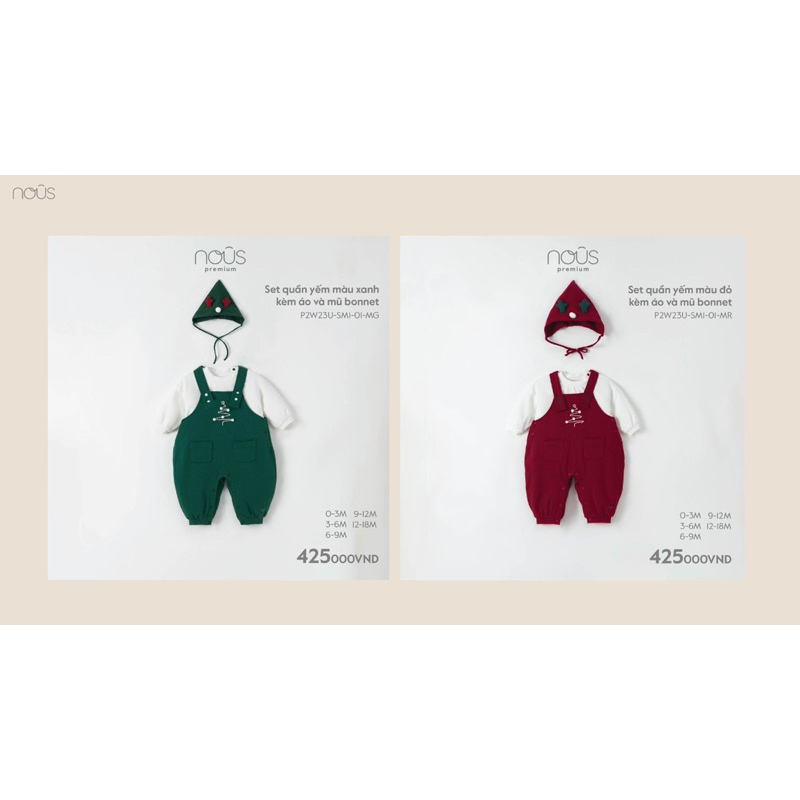 [Nous Xmas] Body Noel mix Áo trắng và Mũ cho bé sơ sinh 3-10kg BST "Christmas Wonderland"