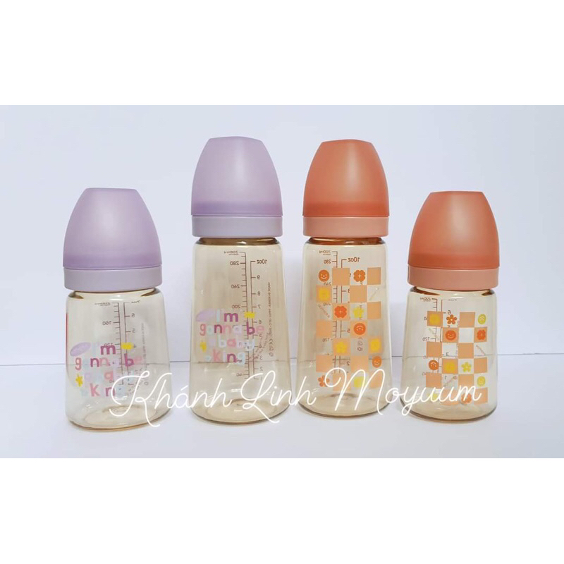 Bình sữa Mother K hoạ tiết mới nhất 2023 Màu tím/ Cam_200ml/300ml