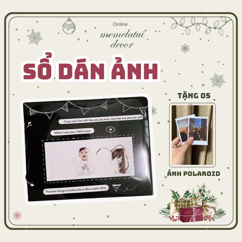 Sổ- Abum dán ảnh "Familly Version" decor bìa theo yêu cầu [ Tặng 5 ảnh polaroid ]