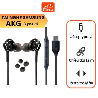 Tai nghe có dây, tai nghe samsung AKG type C, sử dụng tương thích với tất cả các dòng máy có chân sạc type c - Vistyle