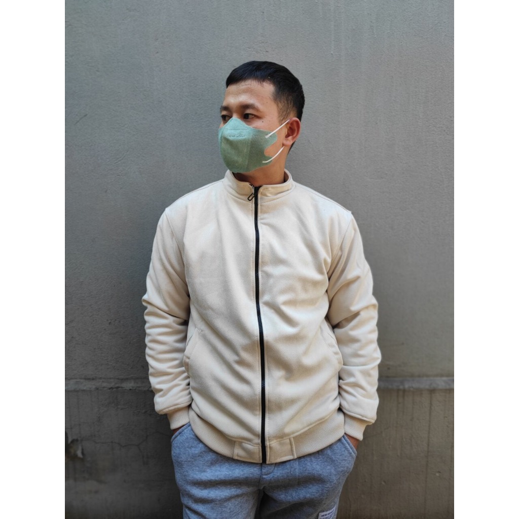 Áo khoác da lộn nam lót lông cừu cổ cao bomber đẹp cao cấp hàng hiệu mặc thu đông siêu ấm áp