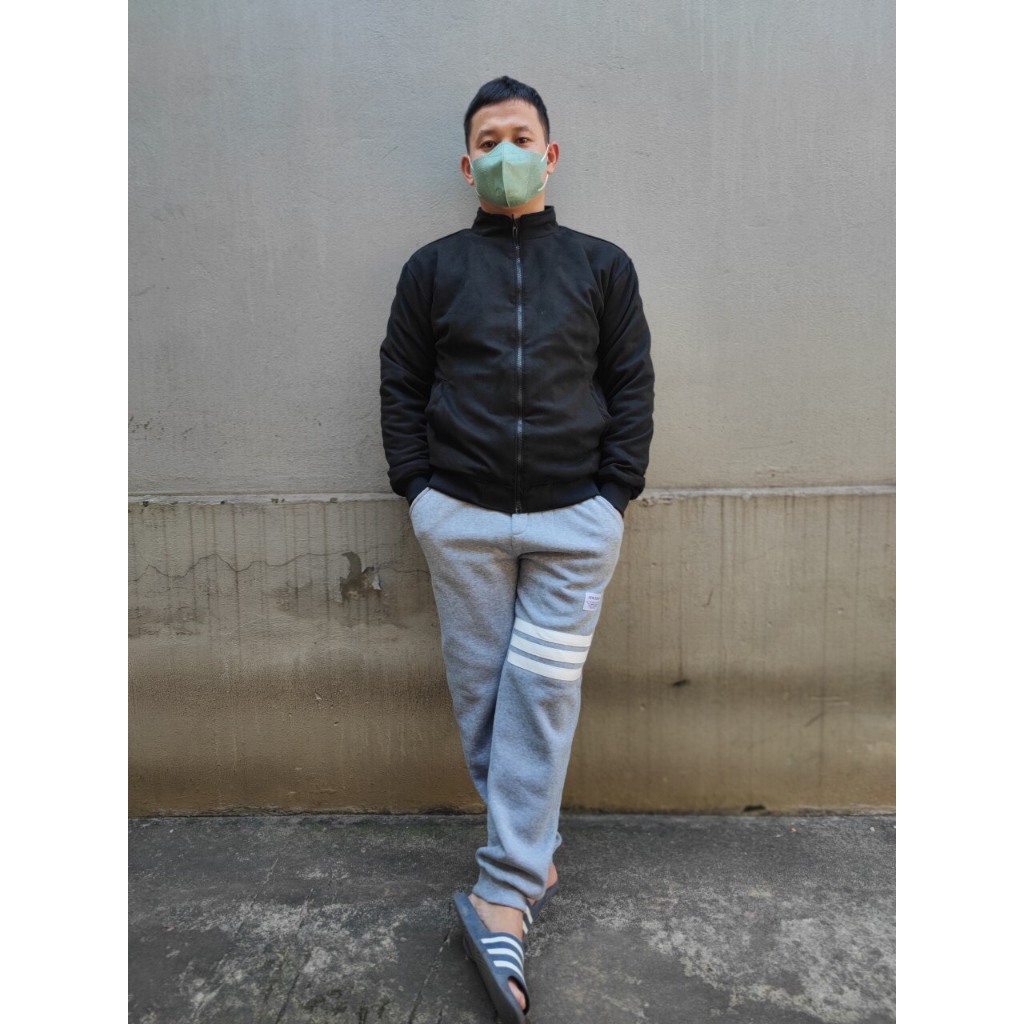 Áo khoác da lộn nam lót lông cừu cổ cao bomber đẹp cao cấp hàng hiệu mặc thu đông siêu ấm áp