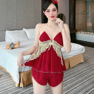 Đồ ngủ sexy, bộ ngủ voan lụa 2 dây có mút