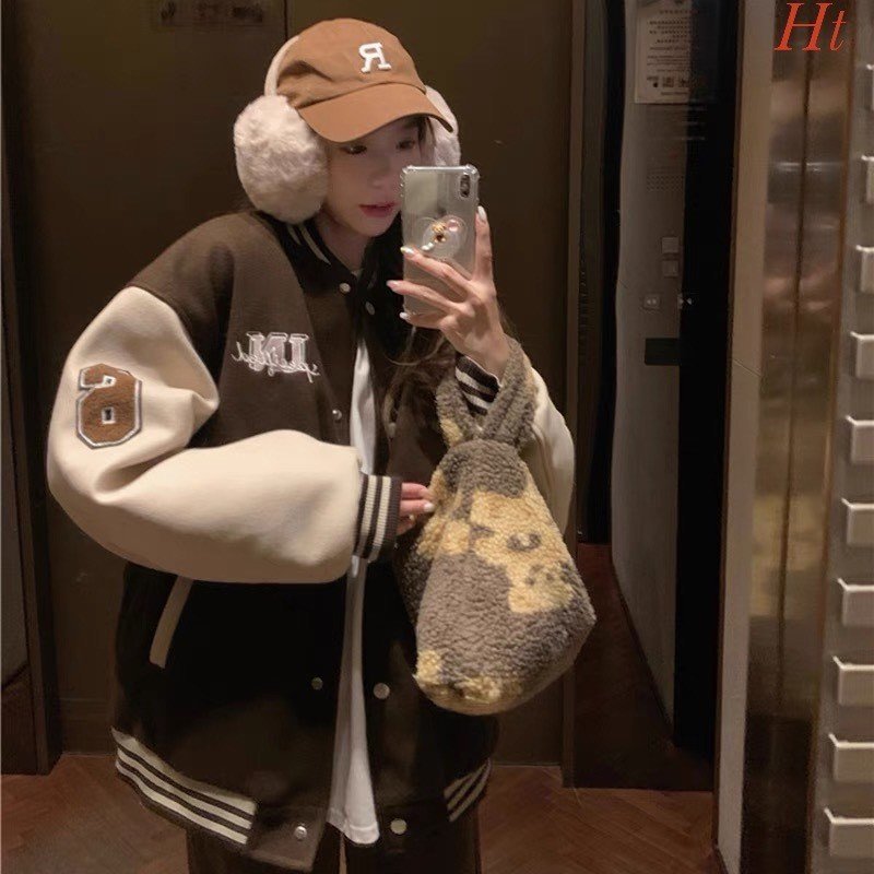 ÁO KHOÁC BOMBER NỈ, FORM THỤNG HOẠ TIẾT IN SỐ 6.