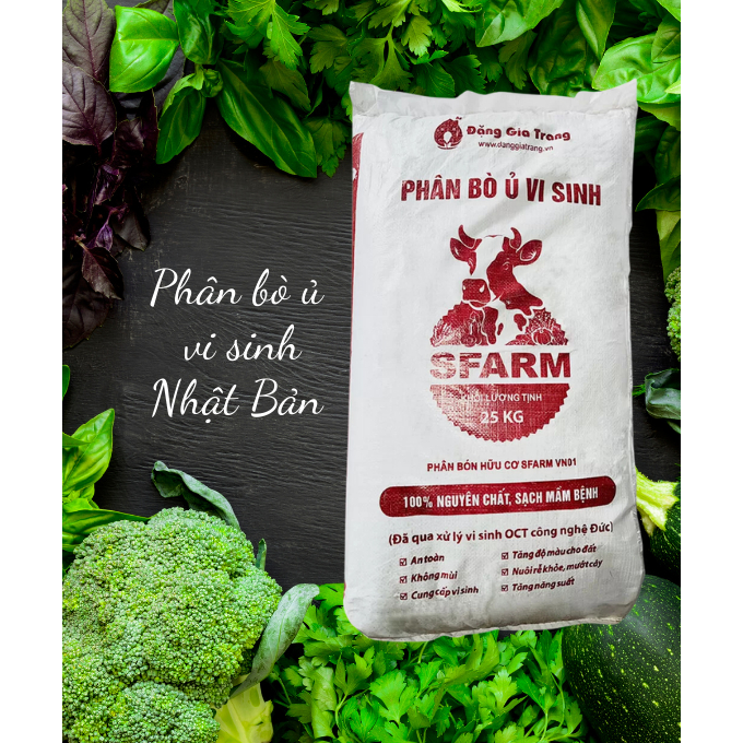 Phân Bò Ủ Vi Sinh - Phân Ủ Hoai SFARM Loại 25KG, Thích Hợp Cho Mọi Loại Cây Trồng