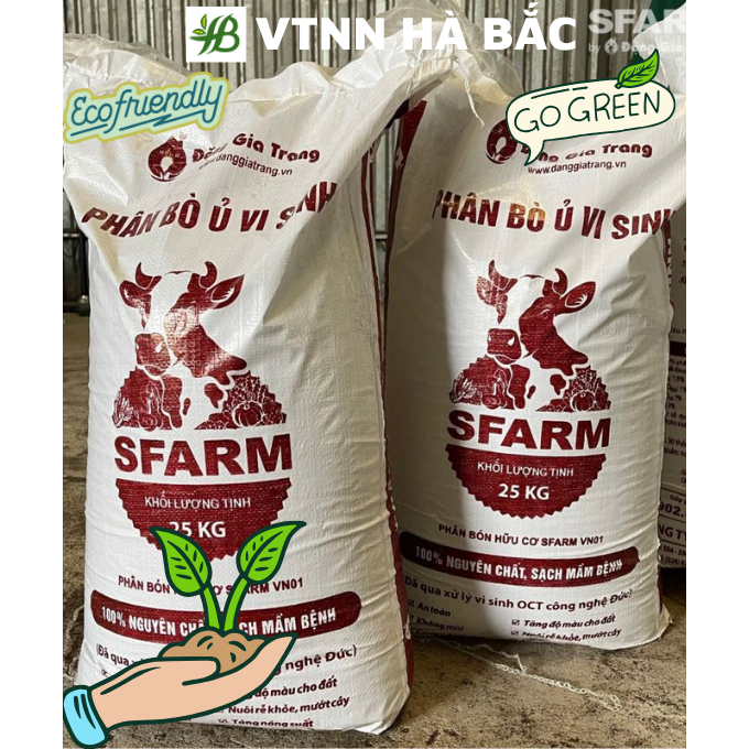Phân Bò Ủ Vi Sinh - Phân Ủ Hoai SFARM Loại 25KG, Thích Hợp Cho Mọi Loại Cây Trồng