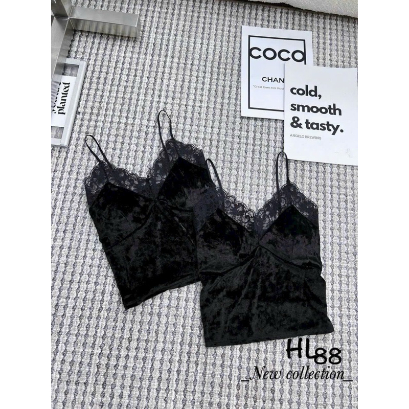 Áo bra nhung 2 dây viền ren chất đẹp