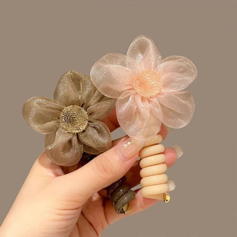 Cột Tóc Lò Xo Xoắn Dài Nơ Hoa Icon Đáng Yêu Tiện Dụng Cho Bé