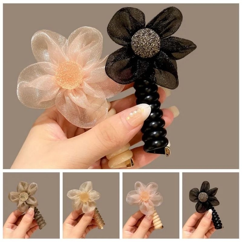 Cột Tóc Lò Xo Xoắn Dài Nơ Hoa Icon Đáng Yêu Tiện Dụng Cho Bé