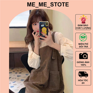 Yếm váy nhung tăm dáng dài dây vai chun phong cách ulzzang Hàn Quốc, đi học, đi chơi, đi làm