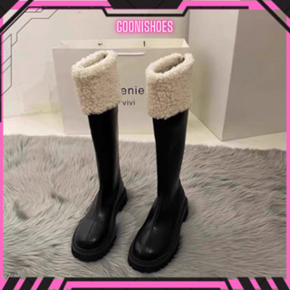 Boot da cổ cao, bốt đùi nữ cổ lông mũi tròn đế cao phong cách ulzzang Hàn Quốc hottrend 2023 dành cho nữ